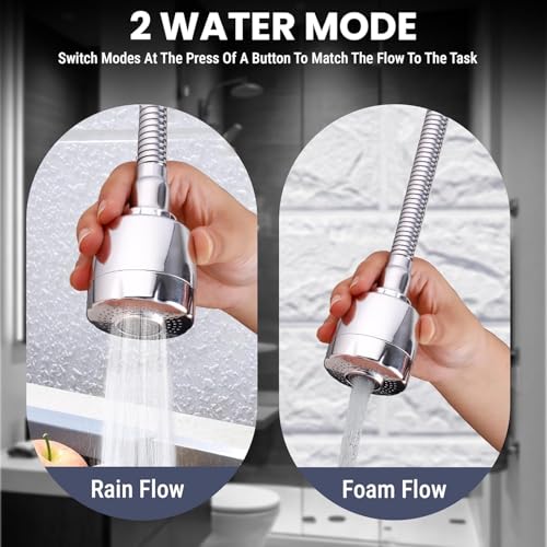Image of Styxon Kitchen Tap Extender - 360 Rotating Faucet Extension for Kitchen Sink & Basin | Adjustable Water Flow & Easy Install With Hose And Universal Connector, 2 Mode, 19 X 4.9 X 2.2 CM, Silver