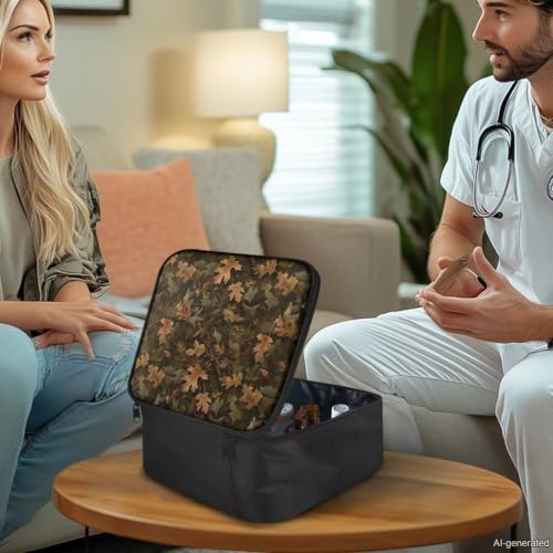 Image of Gomyblomy Vintage Hunting Camo First Aid Kit Empty Portable First Aid Kits Bag for Hiking Travel Medium Emergency Medical Kit for Cars Home Medicine Bag Medical Supplies Bags