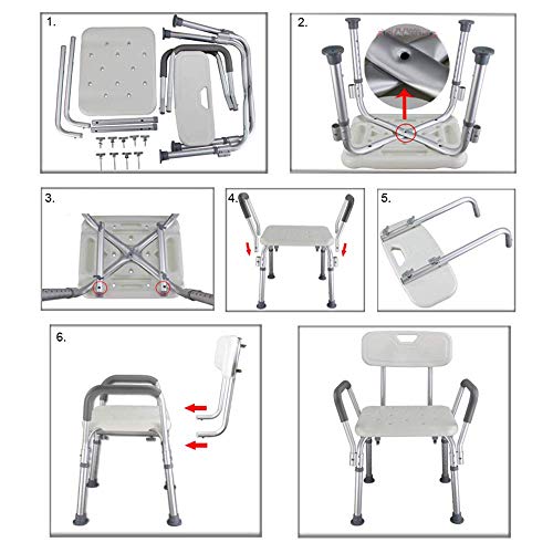 Chaise de douche pour personnes âgées en aluminium renforcé durable - 7