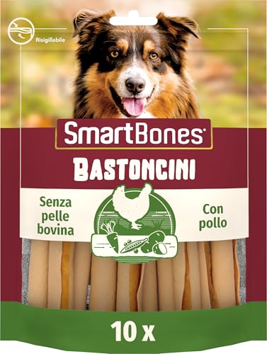 SmartBones Sticks da masticare - Snack per Cani con pollo e verdure, bastoncini da masticare dalla consistenza morbida - Senza pelle bovina, 10 Pezzi