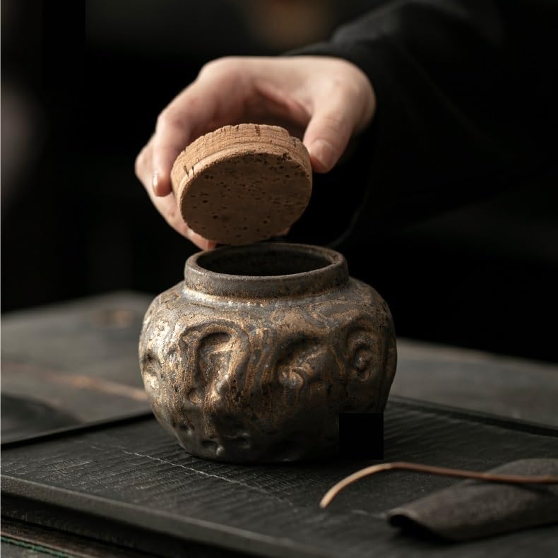 HLTYGWX Słoik cukru gruba puszki na herbatę przenośne małe puste pudełka ceramiczne uszczelnione, odporne na wilgoć Pu'er przechowywanie w domu pojemnik na herbatę