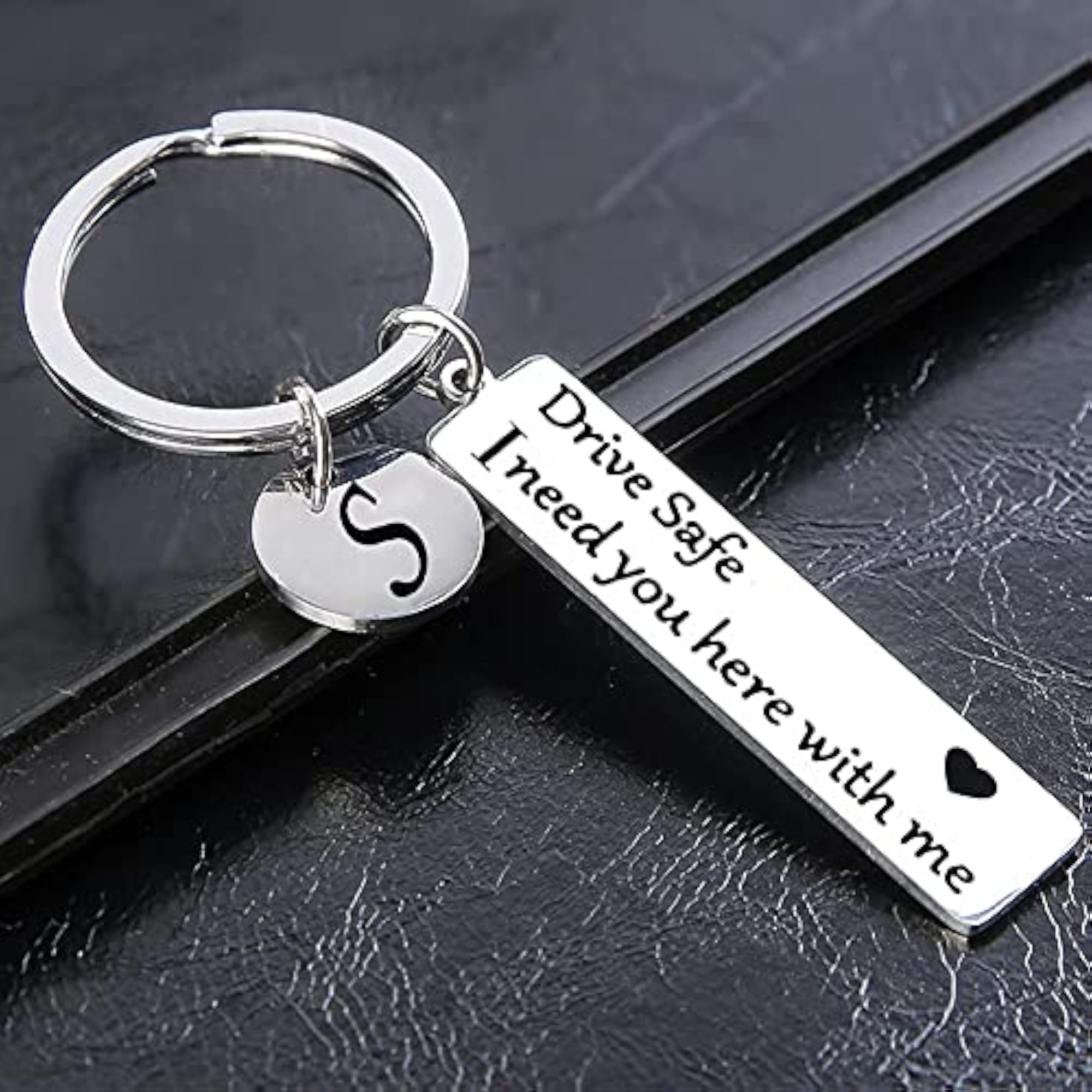 I Love You Keychain with Initial B