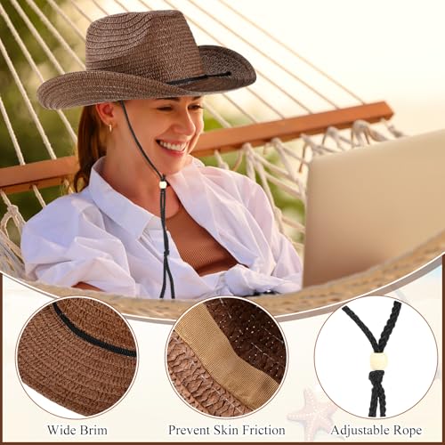 Image of JaGely 15 Pcs Straw Cowboy Hats Wide Brim Summer Hat Women Men Country Accessories for Western Themed Party Concerts Birthday