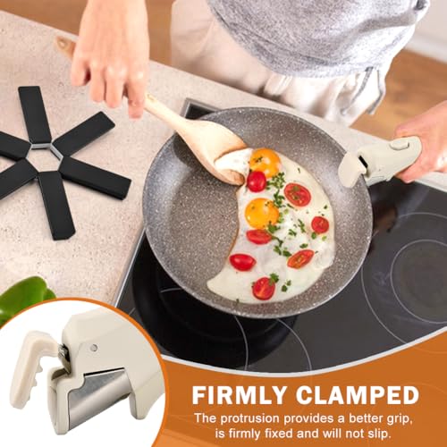 Removable Pot Handle, Universal Pan Handles, Cream White Detachable Replacement Handles with 1pc Foldable Six-claw Heat Insulation Pad for Pots and Pans, Fits All Cookware - Thumbnail 6