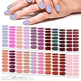 WOKOTO 20 Sheets Pink Nail Stickers Full Nail Wraps Red Solid Nail Polish Strips Gel Nail Strsips...