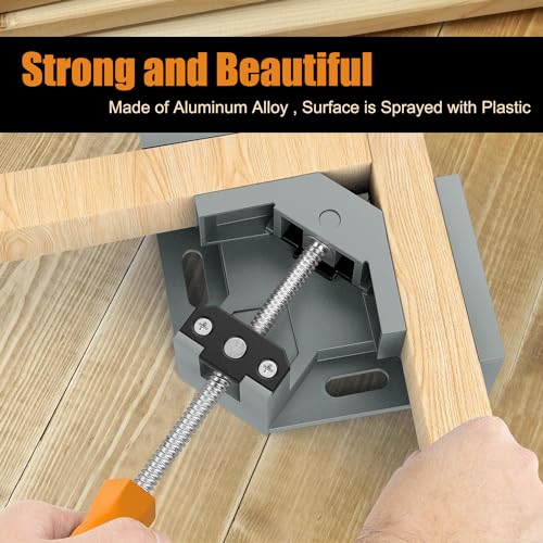4 Stück Winkelspanner 90 Grad, Aluminium-Legierung Eckspanner, Mit Swing Kiefer, Single Handle, Winkelzwinge für Holzbearbeitung, Engineering Holzbearbeitung Fotorahme (4 Stück)