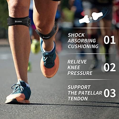 CAMBIVO 2 Pack Patella Tendon Knee Strap, Knee Support Brace for Women Men, Adjustable Band for Hiking, Soccer, Basketball, Baseball, Running, Tennis, Volleyball, Squats