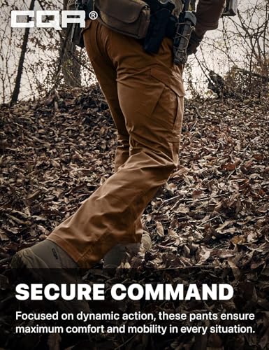 Image of CQR Men's Flex Ripstop Tactical Pants, Water Resistant Stretch Cargo Pants, Lightweight EDC Hiking Work Pants