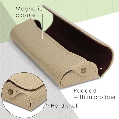 Image of Orsus Reading Glasses Hard Case, Premium PU Leather Horizontal Eyeglass Holder with Magnetic Closure for Women and Men