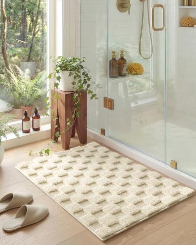Color&Geometry Super Absorbent Bathroom Rugs, Machine Washable Non-Slip Bath mats for Bathroom Decor Accessories, Cream, 16"x24" — view 6