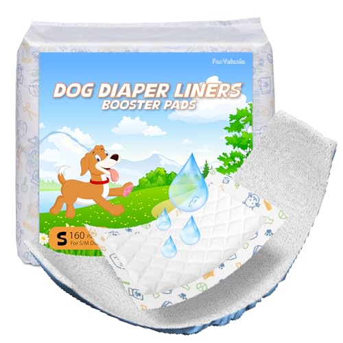 Image of Dog Diaper Liners 160ct, Disposable Dog Diaper Pads Liner Female and Male Super Absorbent Doggie Period Diaper Inserts fit Most Puppy Diapers,Belly Band(Regular)