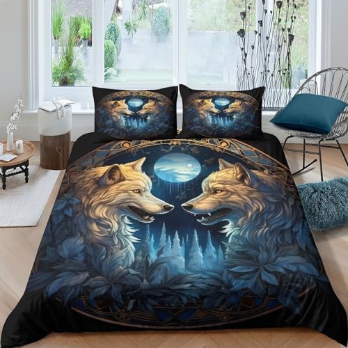 Housse de couette loup 3D King en microfibre premium à fermeture éclair - 2