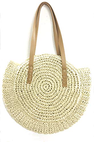ShopINess Bolso de rafia redondo (Beige)