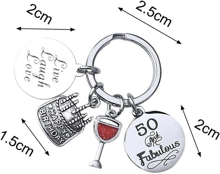 Birthday Keyring,50th Birthday Gifts for Women Men Birthday Gifts Stainless Steel Birthday Key Ring Keyrings Jewellery Presents for Mum Grandmother(50th Birthday) - Image 3