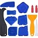 Hestya 12 Pieces Caulking Tool Kit Silicone Sealant Finishing Tool Grout Scraper Caulk Remover and Caulk Nozzle and Caulk Caps (Blue)
