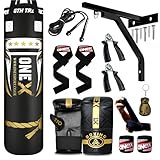 Boxing bag heavy duty punching bag Filled 5ft 4ft 3ft set, punch bag Kickboxing MMA Grappling Muay Thai Karate BJJ best punch bags equipment for Indoor or Outdoor boxing Training (BLACK, 4FT)