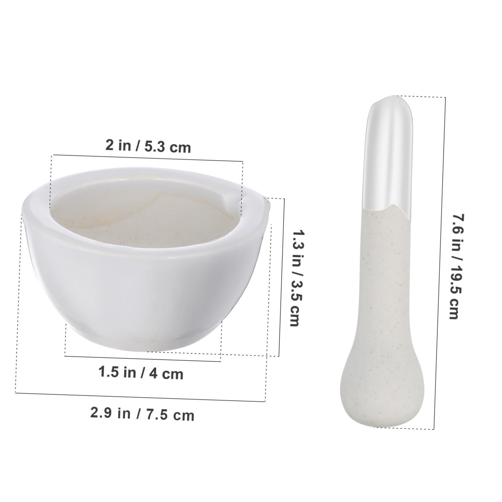 Beavorty Set 2 Mortai Pestello in Porcellana per Macinazione Erbe Aromatiche e Spezie Utensili Cucina per Uso Casalingo e Ristorazione