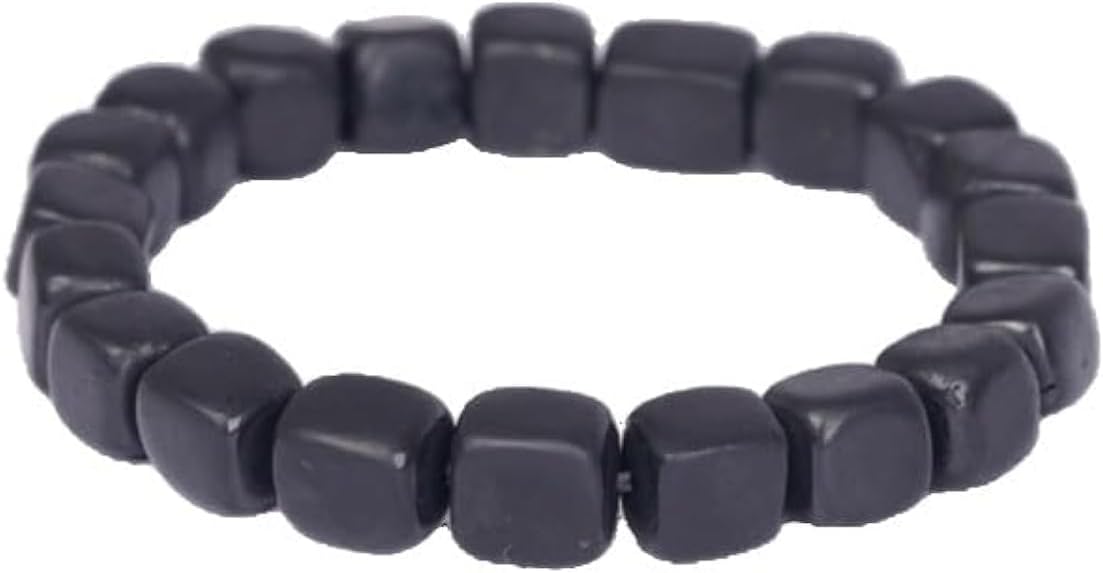Shungite Stones Sugar Cube Beads Bracelet Chakra Balance - Handcrafted Jewelry - Healing Crystal Protection Bracelet- Crystal Spiritual Accessory