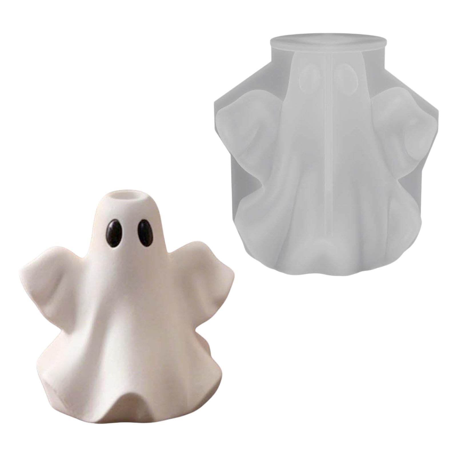 Oxxggkao Ghostly Silicone Candlestick Mold Temperature Resistant for Resin Casting Making Pillar Holder Chocolate Desserts Halloween Elastomer Cast