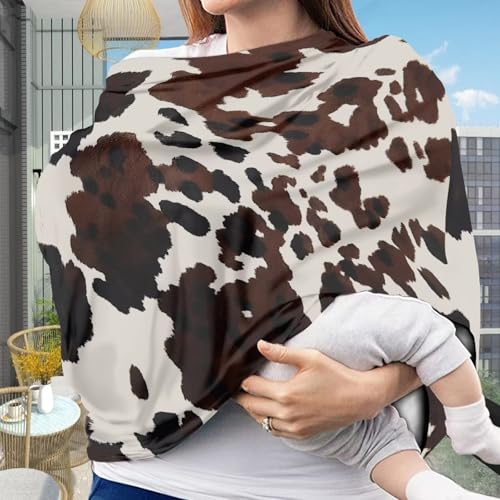 Image of Cow Print Car Seat Cover Baby Stuff Western Infant Carseat Covers Baby Girl Car Seat Canopy Boy Winter Multi Use Nursing Cover for Newborn Carseat Canopy Nursing Covers