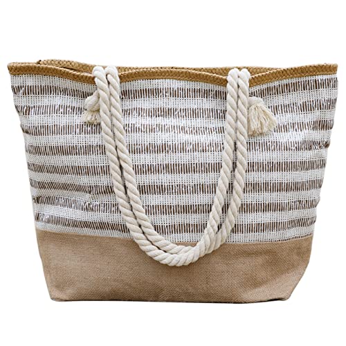 utop Large Beach bag for Women Straw Beach Tote Bags Cotton Rope Handles Durable Lightweight with Large Capacity Bags