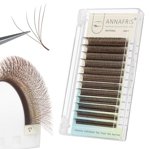 ANNAFRIS 5D Brown Premade Fan W Shape Eyelash Extensions 0.07 C Curl 9-13mm Mix Volume Self Fanning False Lashes Makeup Supplies Professional Use Lash Extension(0.07 C, 9-13mm Mix)