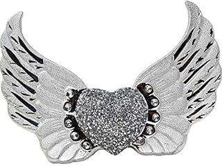Silver Heart Sparkle Ornament Bling Crushed Diamond Gift | CRYSTALLIZED Heart with Angel Wings |Handmade Craft | Crushed Diamond Display |Gift Present for all occasion, Home Decor