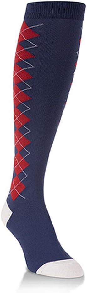 Unisex Patriot Navy and Red Argyle Over the Calf Knee High Socks
