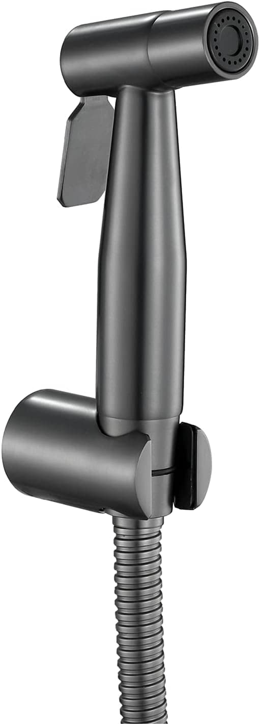 Pulverizador de bidé de inodoro de mano, grifo de bidé de acero inoxidable, rociador de montaje en pared de baño, ducha higiénica de bidé autolimpiante, metal plomizo, gris