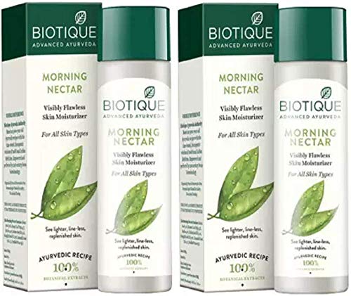 BIOTIQUE MORNING NECTAR Visibly Flawless Skin Moisturizer For All Skin Types Pack of 2, 190ml Each (380 ml)