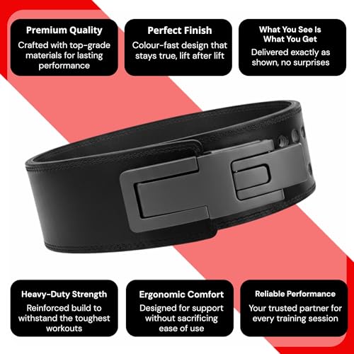 Image of Aurion Adjustable Lever Belt for Weight Lifting, Powerlifting & Deadlifting, a Multipurpose Black Gym Belt with Maximum Lower Back Support for Men & Women (XL), Ideal Gym Accessories for Workout