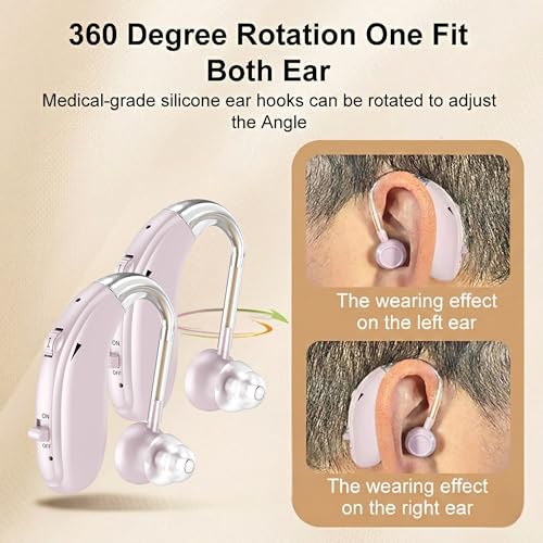 Image of Fastwell F27-2 Unit For Both Ear Rechargeable Hearing Aids for Adults with Hearing Loss, Mild To Moderate, Noise Reduction Ear Machine, (Rose Gold-Pair) 1-Year Warranty