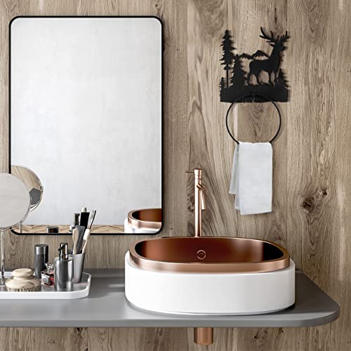 Elk Towel Ring For Bathroom Matte Black Hand Towel Holder Hardware Cabin Towel Ring Rustic Bathroom Towel Holders Wall Mount Round Hand Towel Racks Bath Towel Rings For Kitchen Decor Accessories (Elk) #TOP4