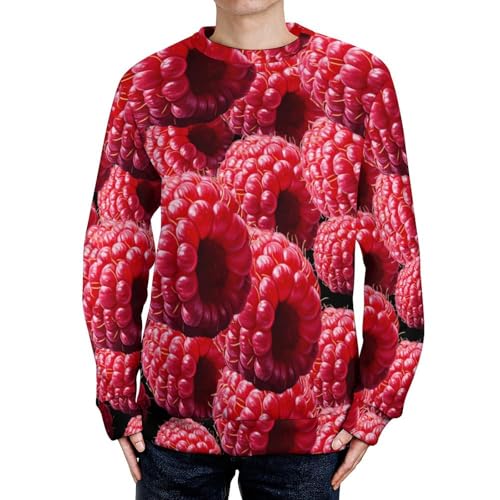 Raspberry Men's Crew Neck Sweater Knit Pullover Women Casual Long Sleeve Crewneck Loose Fit Top