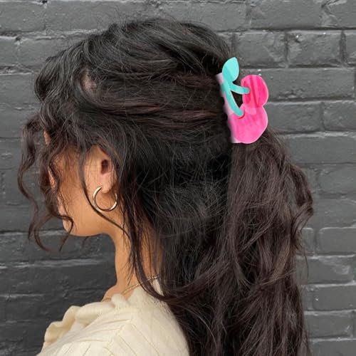 Clips de cabello ANBALA con diseño de cereza, pinzas acrílicas para cabello, seguras y duraderas para mujeres y niñas miniatura 4