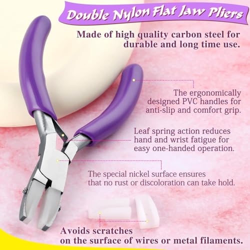 Image of SPEEDWOX 3-Inch Nylon Jaw Pliers for Jewelry Making, Flat Jaw, Purple