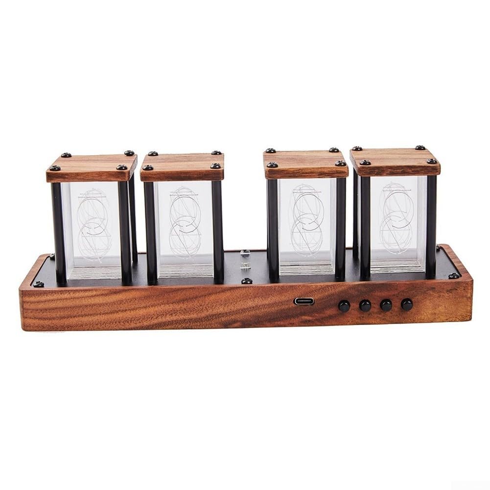 Digitale Nixie Röhrenuhr, 8 Anzeigemodi RGB LED Multicolor, USB Desktop Uhren, Farbwechsel Uhr für Dekoration, kompatibel mit WLAN-Zeiteinstellung