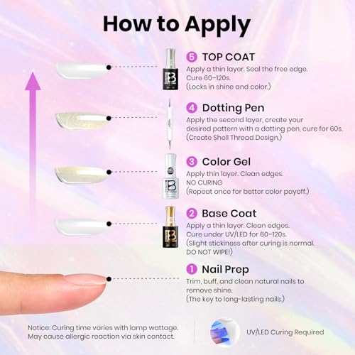 Image of Beetles Spring Gel Polish Set - Stay Shining Pearly Swirl Shade Set, 6 Colors Mermaid Nail Swirl Shell Thread Effect Polish Soak Off Uv Gel Polish DIY Salon-Quality at Home Gift for Women