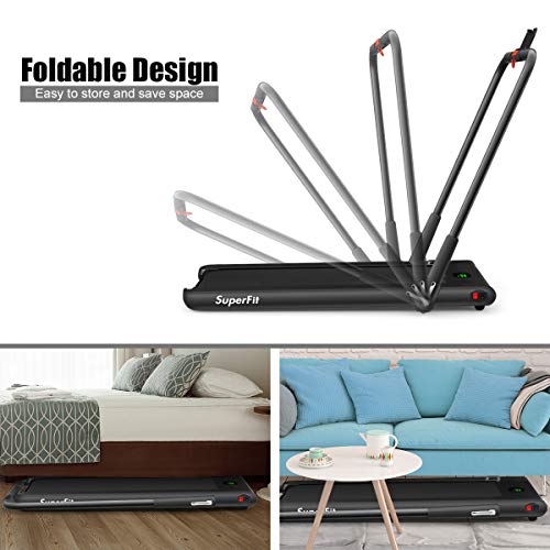Image of GYMAX Walking Pad, 2 in 1 Free Installation Under Desk Treadmill with Smart App, Remote Control & LED Display, 2.25HP Foldable Portable Compact Running Machine for Small Spaces Home Office