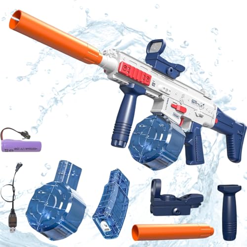 Image of Storio Rechargeable Electric Automatic Water Blaster Spray Gun for Adults Children with Double Water Tank, Spray Gun, Large Range 7-10 M, Summer Beach Outdoor Swimming Pool Party