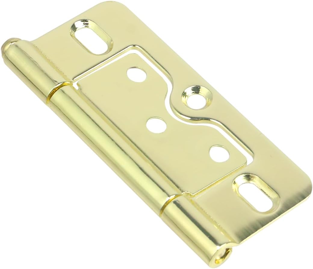 Wealrit 6 PCS Self Closing Door Hinges Gold Heavy Duty Gate Hinge Non-Mortise Hidden Hinges Bifold Door Closer Exterior Screen Hardware with Screw for Home, Corner Cabinet Doors, Wood