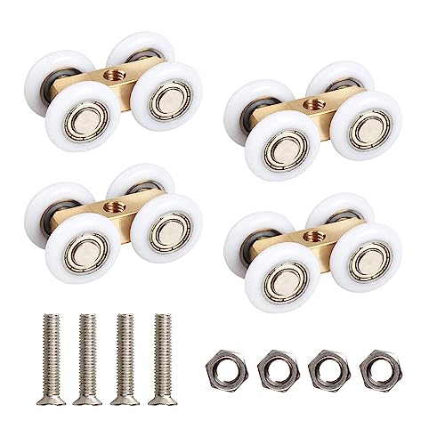 Anyasen Rodamientos Mampara Ducha 4 Piezas Correderas Rodillo Puerta Correderas Ruedas para Duchas Ruedas Ventanas Correderas Baño Ruedas para Puertas Correderas Ruedas para Mamparas de Ducha