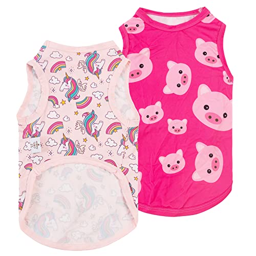 CuteBone Dog Shirts 2-Pack Soft Pet Clothes Breathable Summer Vest for Small Puppy and Stretchy Cat Apparel 2BX09S