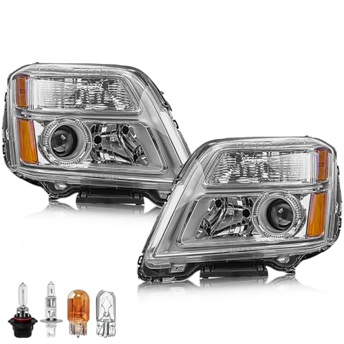 CLERYYE Headlight Assembly Compatible with GMC Terrain 2010 2011 2012 2013 2014 2015 Halogen Headlamp Replacement 84791974 84791975 Set of 2 Bulbs Included Clear Lens Amber Reflector Pair