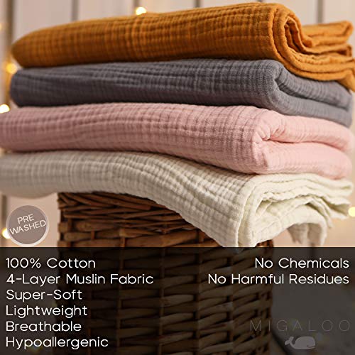 Image of Muslin Blankets, Baby Toddler Quilt, 4 Layers, 100% Cotton Stroller Blanket, Hypoallergenic, Super-Soft, Breathable and Lightweight Swaddle, Nursery & Crib Blanket, Large (47 X 35 inch) (Sharkskin)
