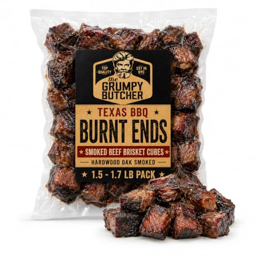 Grumpy Butcher Texas BBQ Burnt Ends, Hardwood Oak Smoked Brisket Cubes