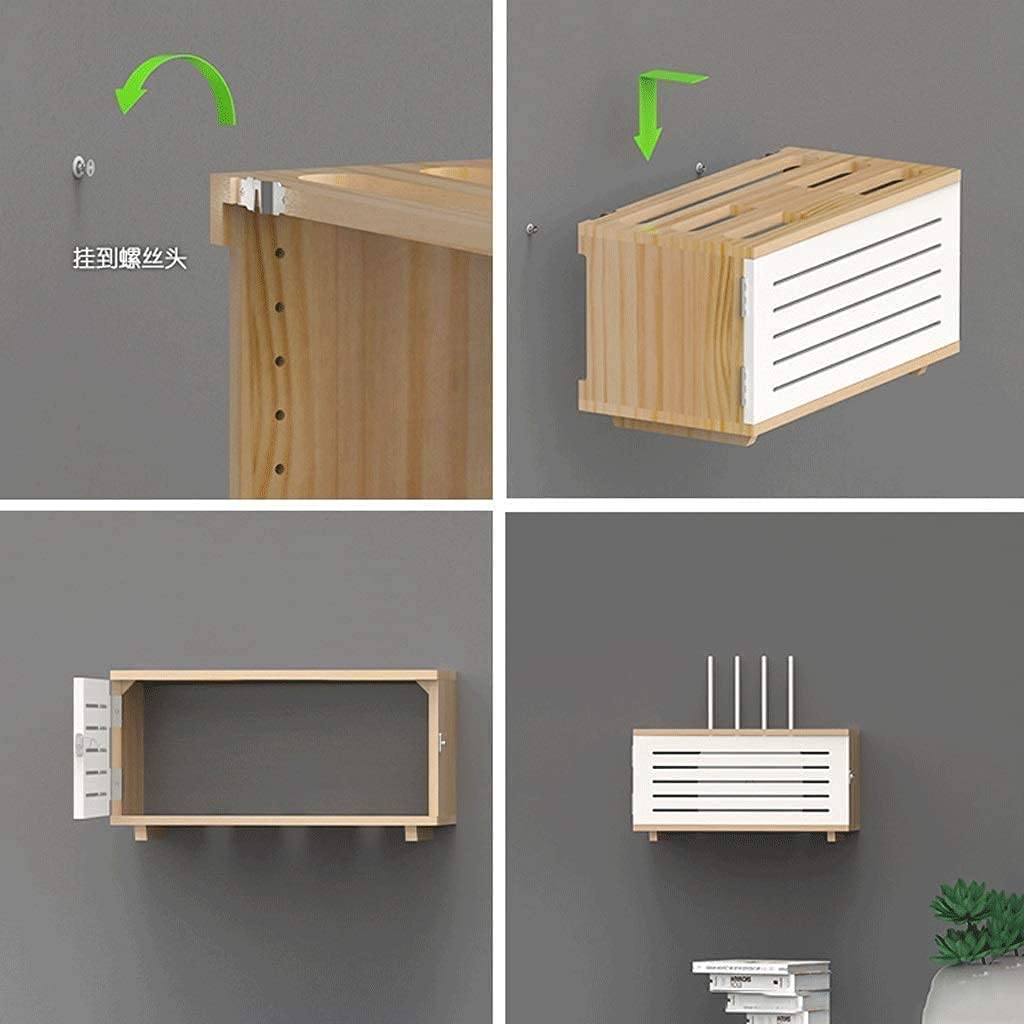 ❀❀❀Wifi-Router-Regal,Desktop-Deko-Box, Aufbewahrungsbox for kabellose Router – Regal aus massivem Material, Set-Top-Box-Rack, Power-Code-Finishing-Box, Steckdosenaufbewahrung, WiFi-Wandhalterung (Farb