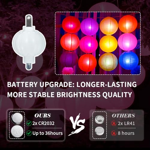 Image of 24 Pack Paper Lantern Lights, Mini LED Battery Operated Lights,Pink | Waterproof, Last 36 Hours, Hanging Decorative Lights for Wedding Camping Christmas Party Balloon Lanterns
