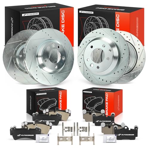 A- Front and Rear Drilled and Slotted Disc Brake Rotors +