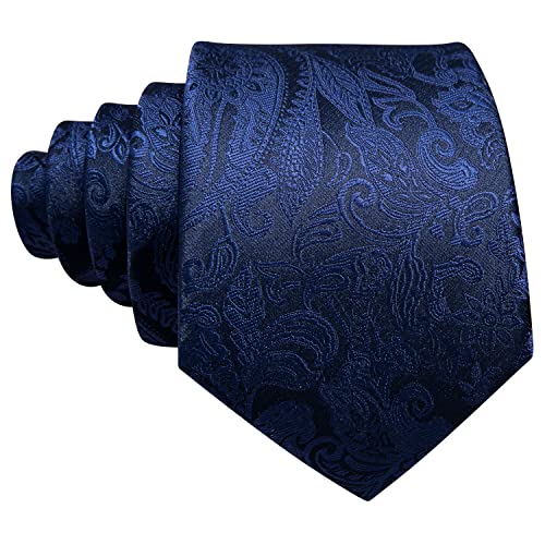 Image of Barry.Wang Men Tie Set Paisley Silk Necktie Pocket Square Cufflinks Formal Wedding Business Party